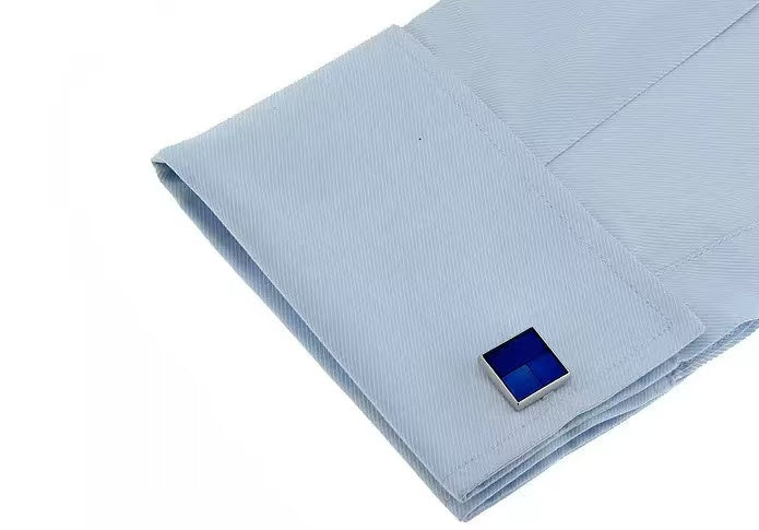 Square Classic Blue Puzzle Enamel Cufflinks