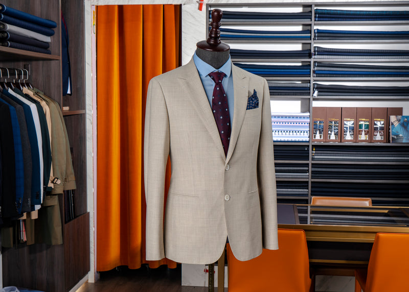 Taylor & Lodge Beige Pure Wool Suit